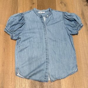 Frame Denim Blue Puff Sleeve Button Down Shirt